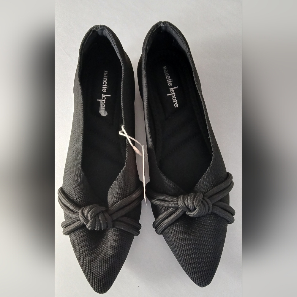 Nanette Lepore Cali Knit Ballet Flat • Black • Pointed Toe • Size 8 • NWOT